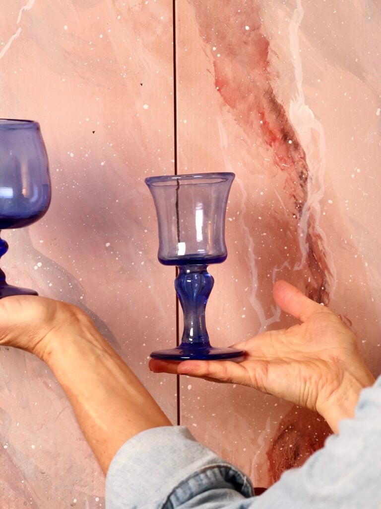 Handmade stemmed glass recycled glass