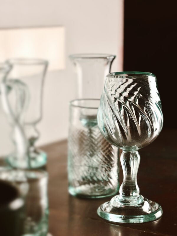 Handmade stemmed glass recycled glass