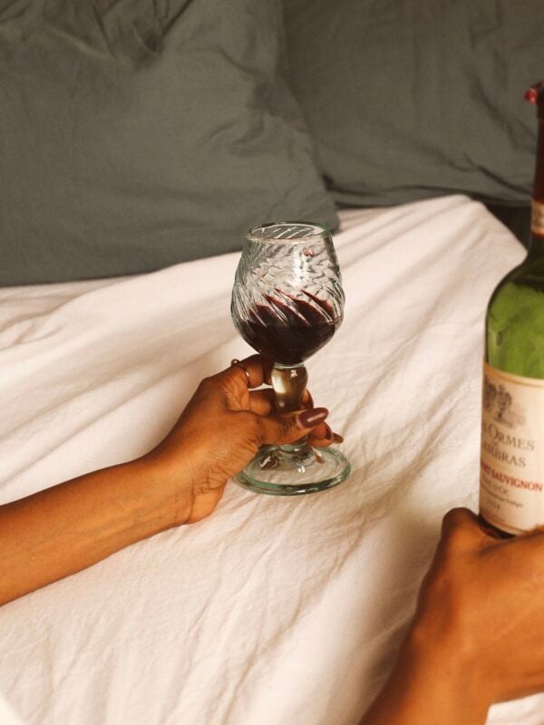 Handmade stemmed glass recycled glass