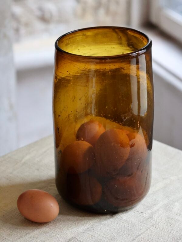Handmade hurricane vase using recycled glass