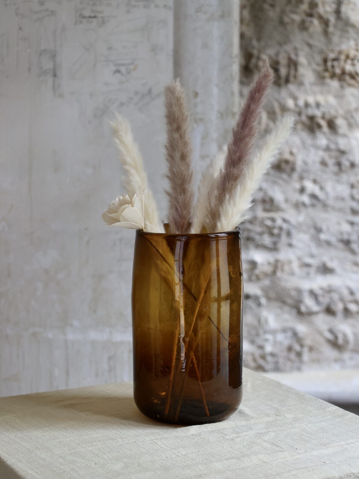 Handmade hurricane vase using recycled glass