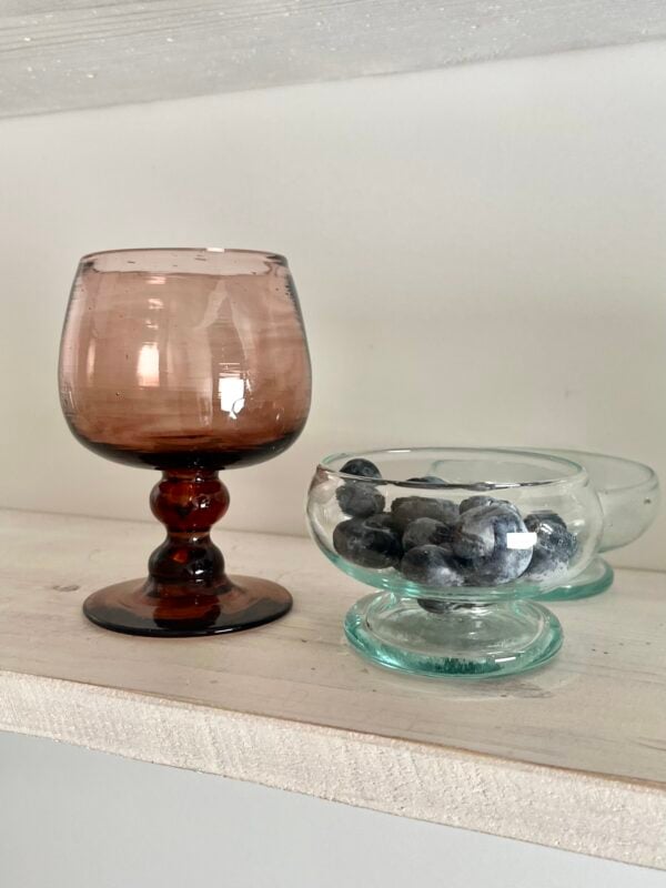 Handmade stemmed glass recycled glass