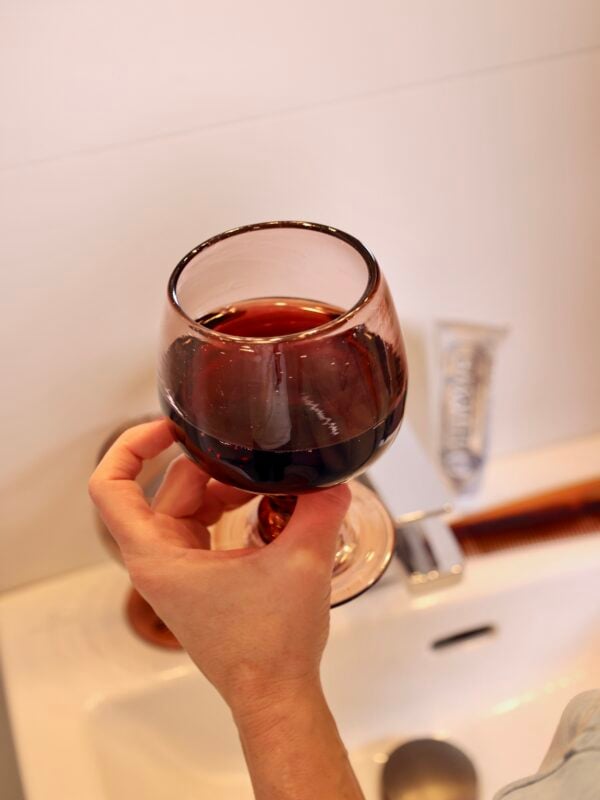 Handmade stemmed glass recycled glass