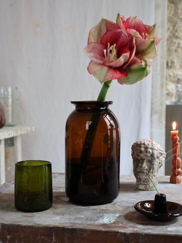 la-soufflerie-pharmacy-grand-dark-brown-at-home-vases-hurricane-vases-mouth-blown-recycled-glass