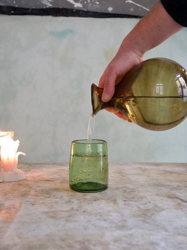 Handmade drinking carafe recycled glass