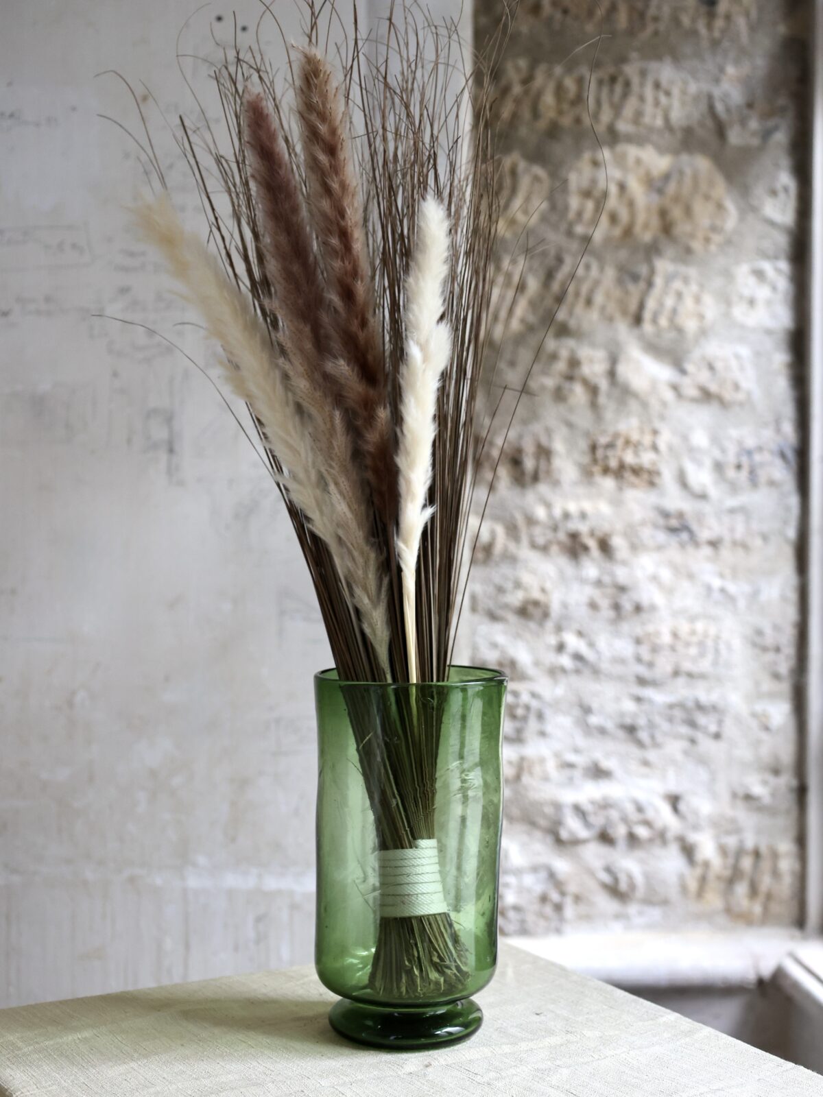 Handmade hurricane vase using recycled glass