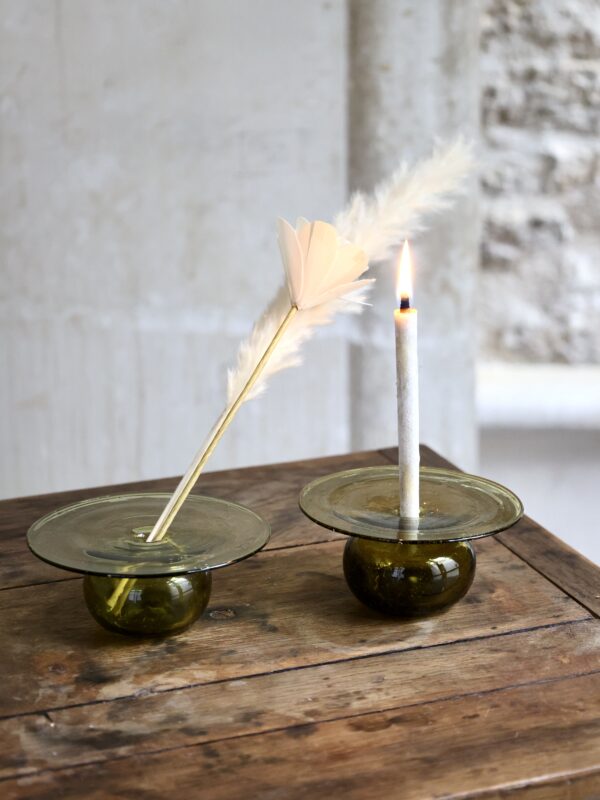 Handmade bud vase using recycled glass