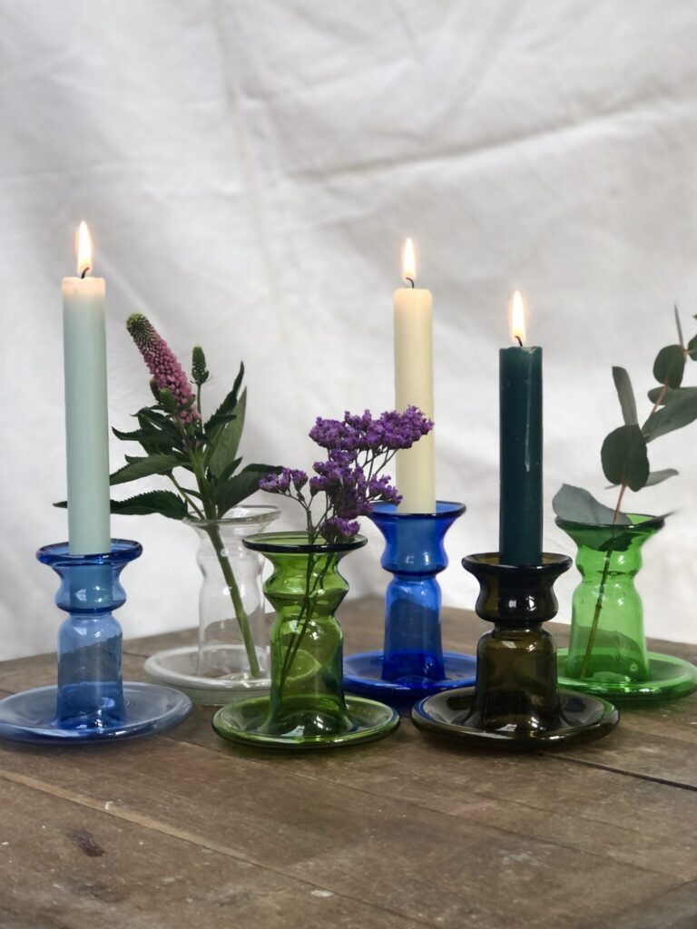 la-soufflerie-porta-candele-piccolo-candlestick-holder-bud-vase-light-blue-transparent-olive-dark-blue-dark-brown-green-hand-blown-recycled-glass