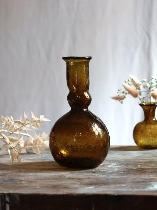 la-soufflerie-laveno-montebello-miel-marron-bulles-at-home-vases-hurricane-vases-candles-candle-holder-hand-blown-recycled-glass