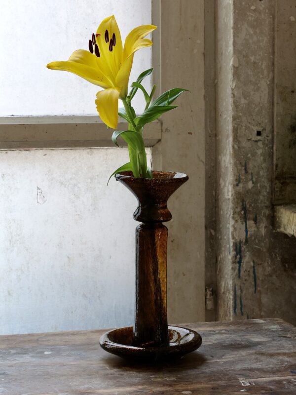 la-soufflerie-porta-candele-marron-bulles-candles-candle-holders-mouth-blown-recycled-glass