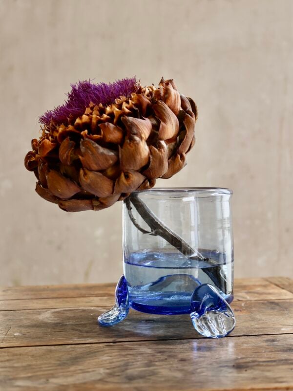 hurricane-vase-with-3-feet-light-blue-mouth-blown-recycled-glass