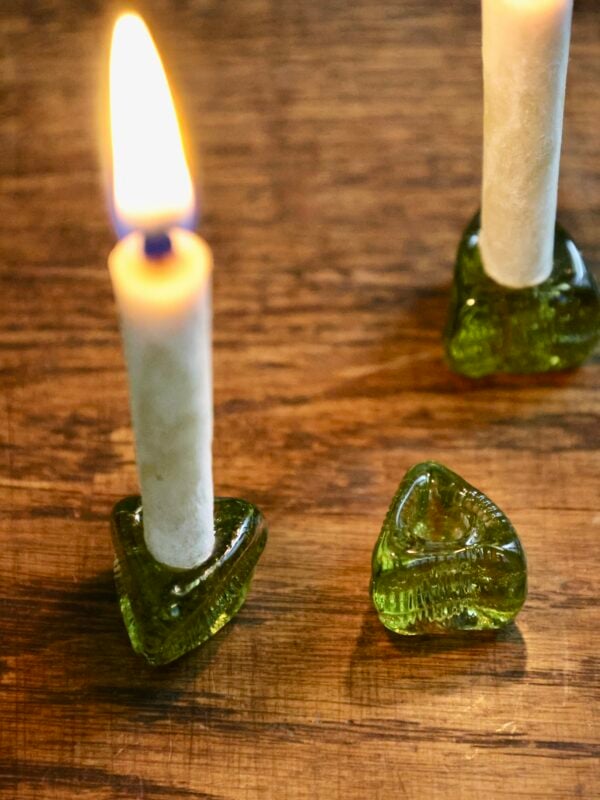 Hand-blown candle ring using recycled glass